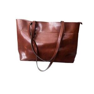 S-ZONE Brown Genuine Leather Tote Bag Large Work Travel Shoulder Shopper Purse